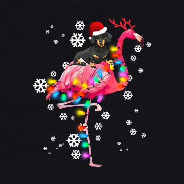 Dachshund riding Flamingo Christmas by wheeleripjm